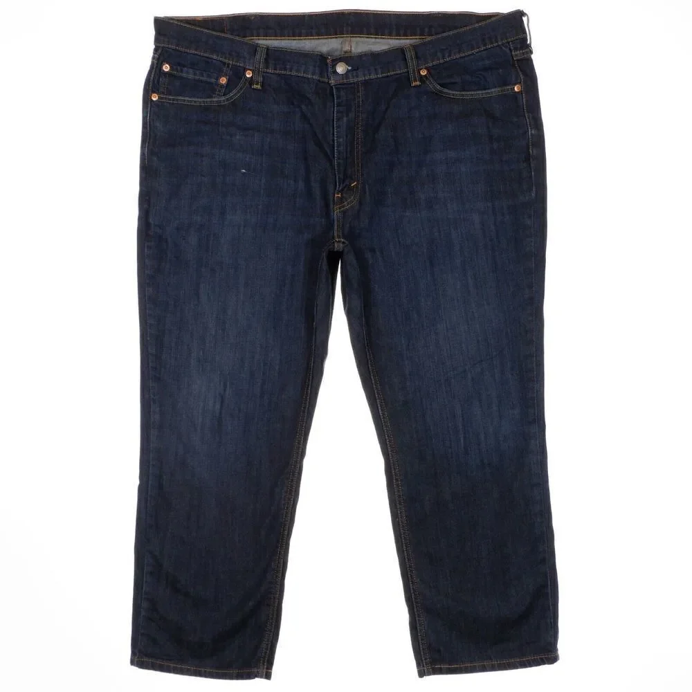 Levis Mens 541 Straight Leg Jeans Measure 44x26.5 Dark Blue Denim Stretch Hemmed